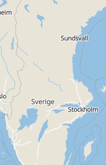 Översiktskarta som visar hela Sverige med en markör som visar ungefär var händelsen inträffat