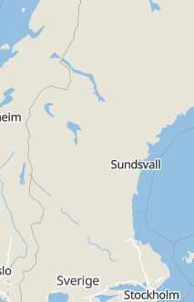 Översiktskarta som visar hela Sverige med en markör som visar ungefär var händelsen inträffat