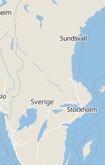 Översiktskarta som visar hela Sverige med en markör som visar ungefär var händelsen inträffat