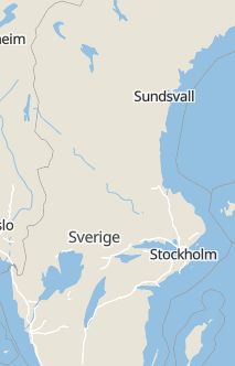 Översiktskarta som visar hela Sverige med en markör som visar ungefär var händelsen inträffat