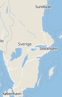 Översiktskarta som visar hela Sverige med en markör som visar ungefär var händelsen inträffat