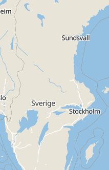 Översiktskarta som visar hela Sverige med en markör som visar ungefär var händelsen inträffat