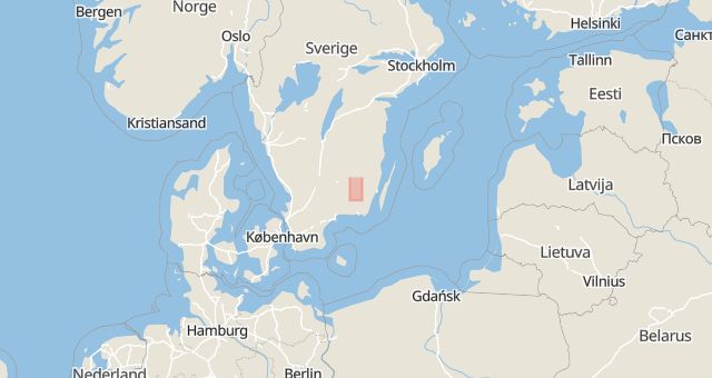 Karta som med röd fyrkant ramar in Eriksmåla, Emmaboda, Kalmar län