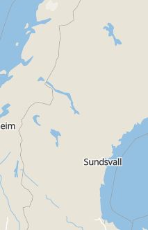 Översiktskarta som visar hela Sverige med en markör som visar ungefär var händelsen inträffat