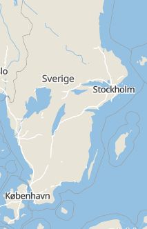 Översiktskarta som visar hela Sverige med en markör som visar ungefär var händelsen inträffat