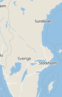 Översiktskarta som visar hela Sverige med en markör som visar ungefär var händelsen inträffat