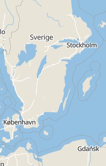 Översiktskarta som visar hela Sverige med en markör som visar ungefär var händelsen inträffat