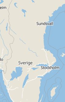 Översiktskarta som visar hela Sverige med en markör som visar ungefär var händelsen inträffat