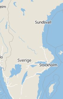 Översiktskarta som visar hela Sverige med en markör som visar ungefär var händelsen inträffat