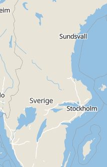 Översiktskarta som visar hela Sverige med en markör som visar ungefär var händelsen inträffat