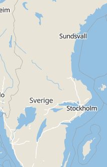 Översiktskarta som visar hela Sverige med en markör som visar ungefär var händelsen inträffat