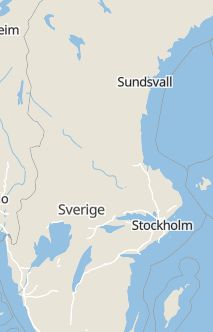Översiktskarta som visar hela Sverige med en markör som visar ungefär var händelsen inträffat