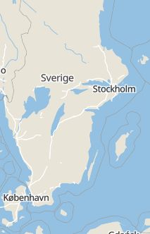Översiktskarta som visar hela Sverige med en markör som visar ungefär var händelsen inträffat