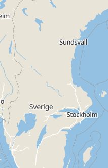 Översiktskarta som visar hela Sverige med en markör som visar ungefär var händelsen inträffat
