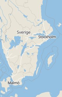 Översiktskarta som visar hela Sverige med en markör som visar ungefär var händelsen inträffat