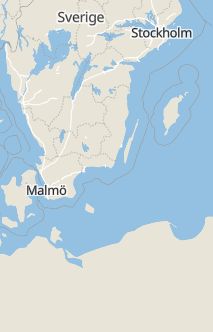 Översiktskarta som visar hela Sverige med en markör som visar ungefär var händelsen inträffat