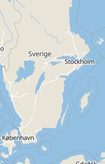 Översiktskarta som visar hela Sverige med en markör som visar ungefär var händelsen inträffat