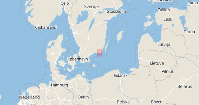 Karta som med röd fyrkant ramar in Lyckeby, Karlskrona, Blekinge län