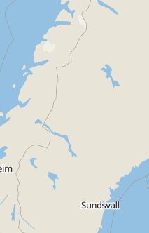 Översiktskarta som visar hela Sverige med en markör som visar ungefär var händelsen inträffat