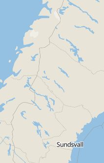 Översiktskarta som visar hela Sverige med en markör som visar ungefär var händelsen inträffat