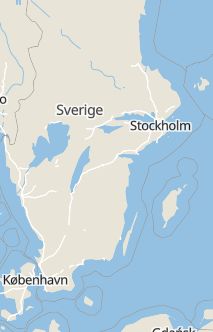 Översiktskarta som visar hela Sverige med en markör som visar ungefär var händelsen inträffat