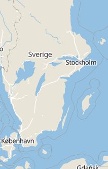 Översiktskarta som visar hela Sverige med en markör som visar ungefär var händelsen inträffat