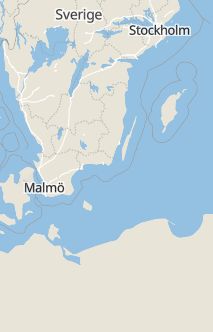 Översiktskarta som visar hela Sverige med en markör som visar ungefär var händelsen inträffat