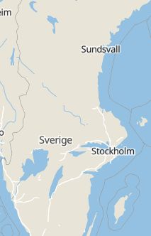 Översiktskarta som visar hela Sverige med en markör som visar ungefär var händelsen inträffat