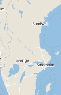 Översiktskarta som visar hela Sverige med en markör som visar ungefär var händelsen inträffat