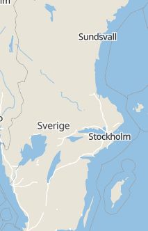 Översiktskarta som visar hela Sverige med en markör som visar ungefär var händelsen inträffat