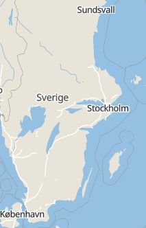 Översiktskarta som visar hela Sverige med en markör som visar ungefär var händelsen inträffat