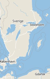Översiktskarta som visar hela Sverige med en markör som visar ungefär var händelsen inträffat