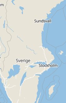 Översiktskarta som visar hela Sverige med en markör som visar ungefär var händelsen inträffat