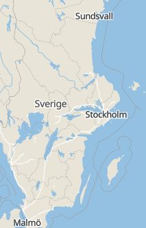 Översiktskarta som visar hela Sverige med en markör som visar ungefär var händelsen inträffat