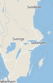 Översiktskarta som visar hela Sverige med en markör som visar ungefär var händelsen inträffat