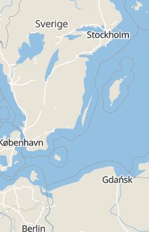 Översiktskarta som visar hela Sverige med en markör som visar ungefär var händelsen inträffat