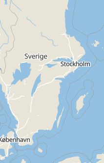 Översiktskarta som visar hela Sverige med en markör som visar ungefär var händelsen inträffat