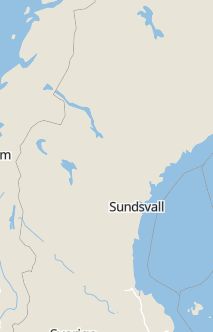 Översiktskarta som visar hela Sverige med en markör som visar ungefär var händelsen inträffat