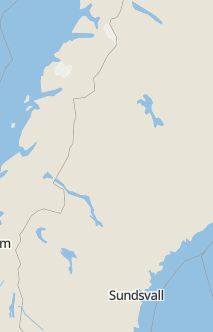 Översiktskarta som visar hela Sverige med en markör som visar ungefär var händelsen inträffat