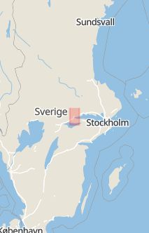 Översiktskarta som visar hela Sverige med en markör som visar ungefär var händelsen inträffat