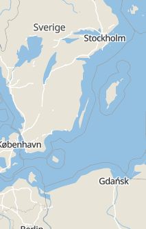 Översiktskarta som visar hela Sverige med en markör som visar ungefär var händelsen inträffat