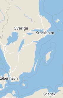 Översiktskarta som visar hela Sverige med en markör som visar ungefär var händelsen inträffat