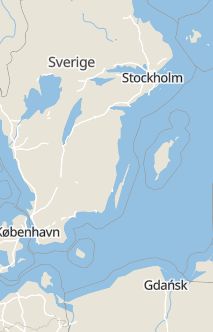 Översiktskarta som visar hela Sverige med en markör som visar ungefär var händelsen inträffat