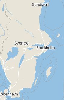 Översiktskarta som visar hela Sverige med en markör som visar ungefär var händelsen inträffat