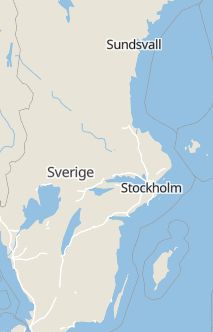 Översiktskarta som visar hela Sverige med en markör som visar ungefär var händelsen inträffat
