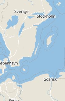 Översiktskarta som visar hela Sverige med en markör som visar ungefär var händelsen inträffat