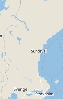 Översiktskarta som visar hela Sverige med en markör som visar ungefär var händelsen inträffat