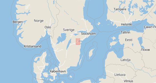 Karta som med röd fyrkant ramar in Mjölby, Norrköping, Östergötlands län