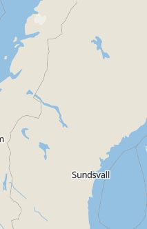 Översiktskarta som visar hela Sverige med en markör som visar ungefär var händelsen inträffat