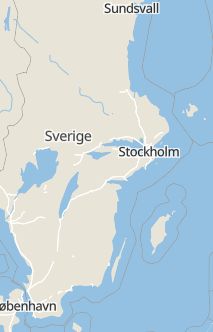 Översiktskarta som visar hela Sverige med en markör som visar ungefär var händelsen inträffat